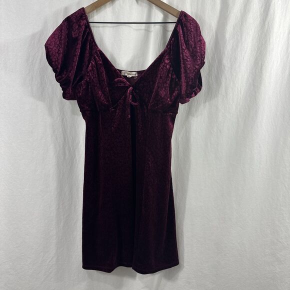 Rewind Red Velvet Cheetah Print Babydoll Mini Dress Womens Size XL Party Whimsy - Picture 1 of 10